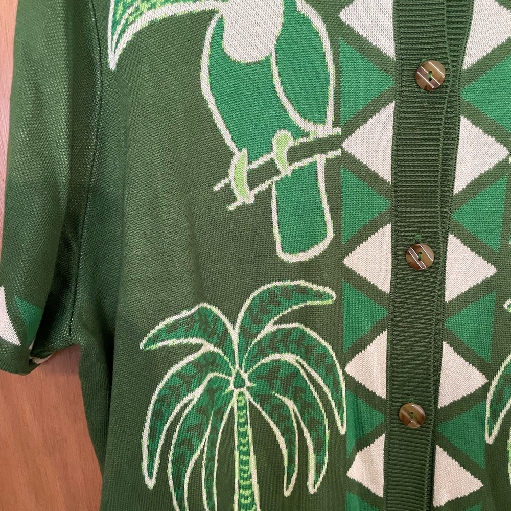 FARM Rio Green Tropical Toucan Button-Up shirt dress - Picture 4 of 6